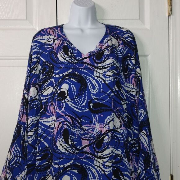 Lane Bryant multicolor Retro Flounce Bell Sleeve Dress Sz 28 - Picture 3 of 6
